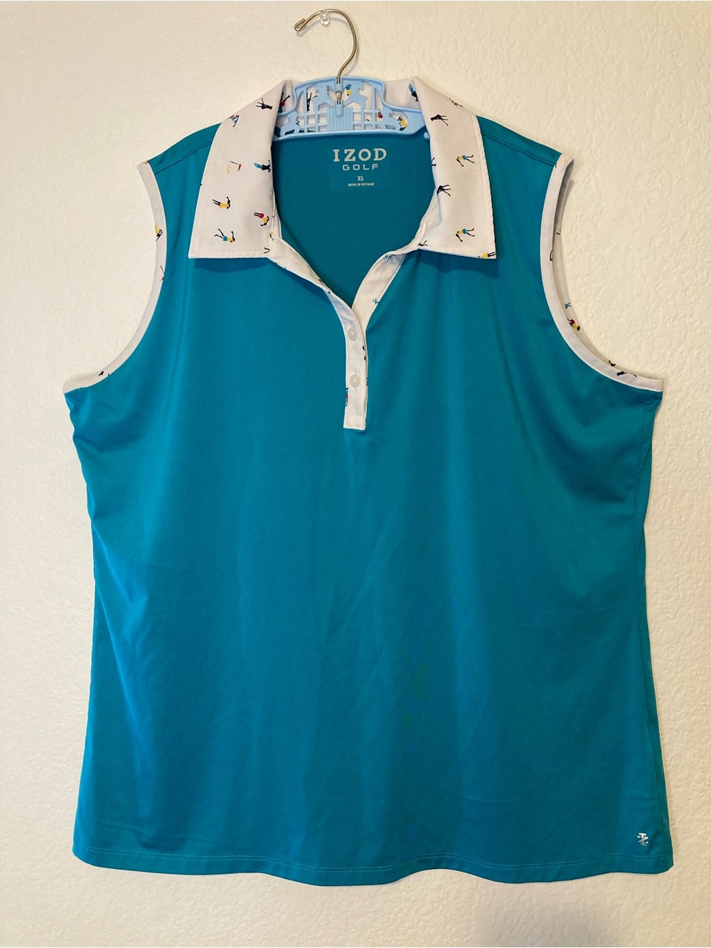 IZOD Golf Tank Top Women XL Teal Collared Casual Sleeveless Shirt Country Club